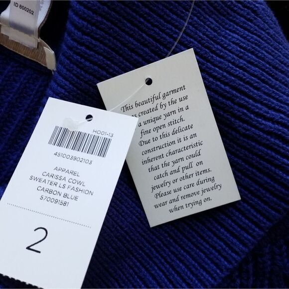 CHICO'S Cotton Cowlneck Sweater Soft Royal Blue Size L - Picture 4 of 10